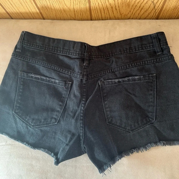 Free People distressed high waisted mom jean shorts blackRock Denim Uptown Short - Picture 5 of 7